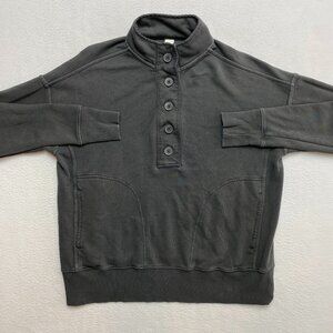 aerie Dark Gray Pullover Button-Up Sweatshirt